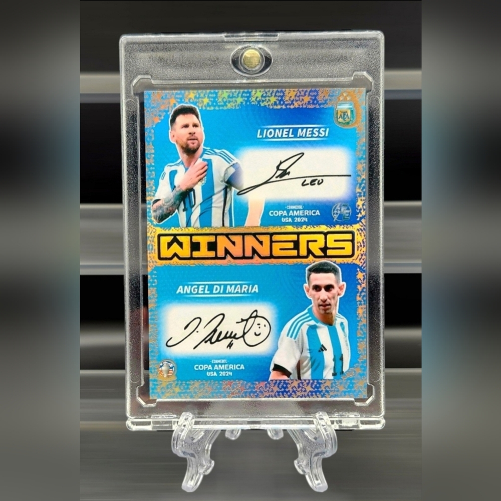 Copa America USA 2024 Lionel Messi/Angel Di Maria dual auto silver printed